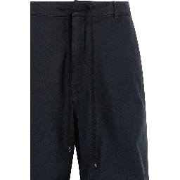 Blue Cotton Casual Pants