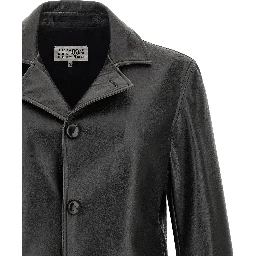 Black Polyester Leather Jacket