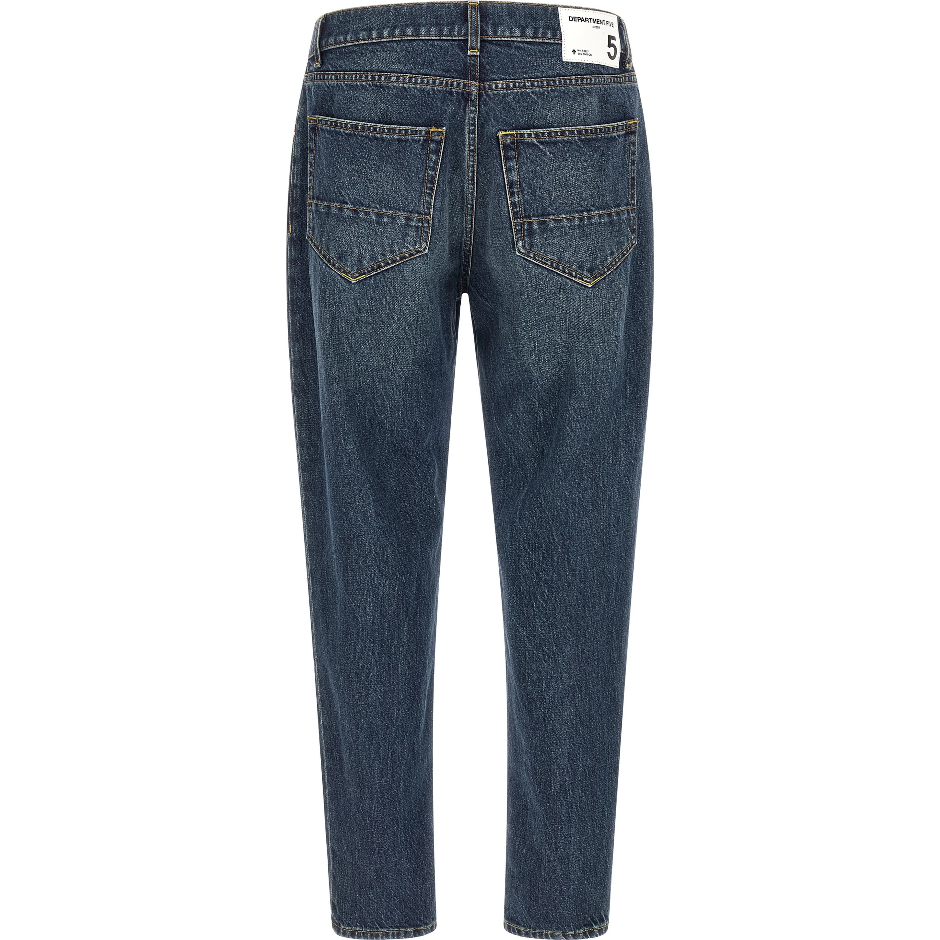 Blue Cotton Tapered Jeans
