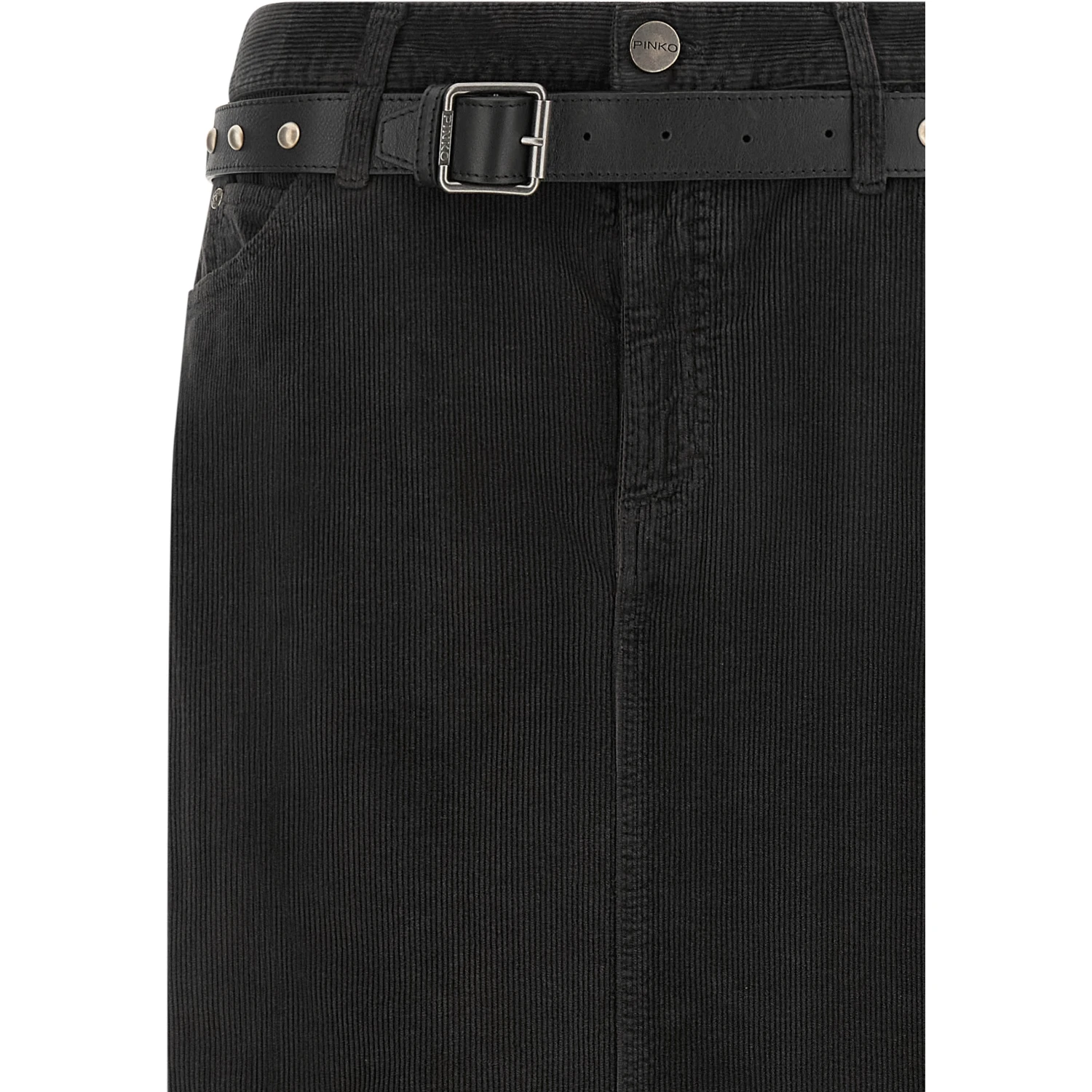 Black Cotton Midi Skirt