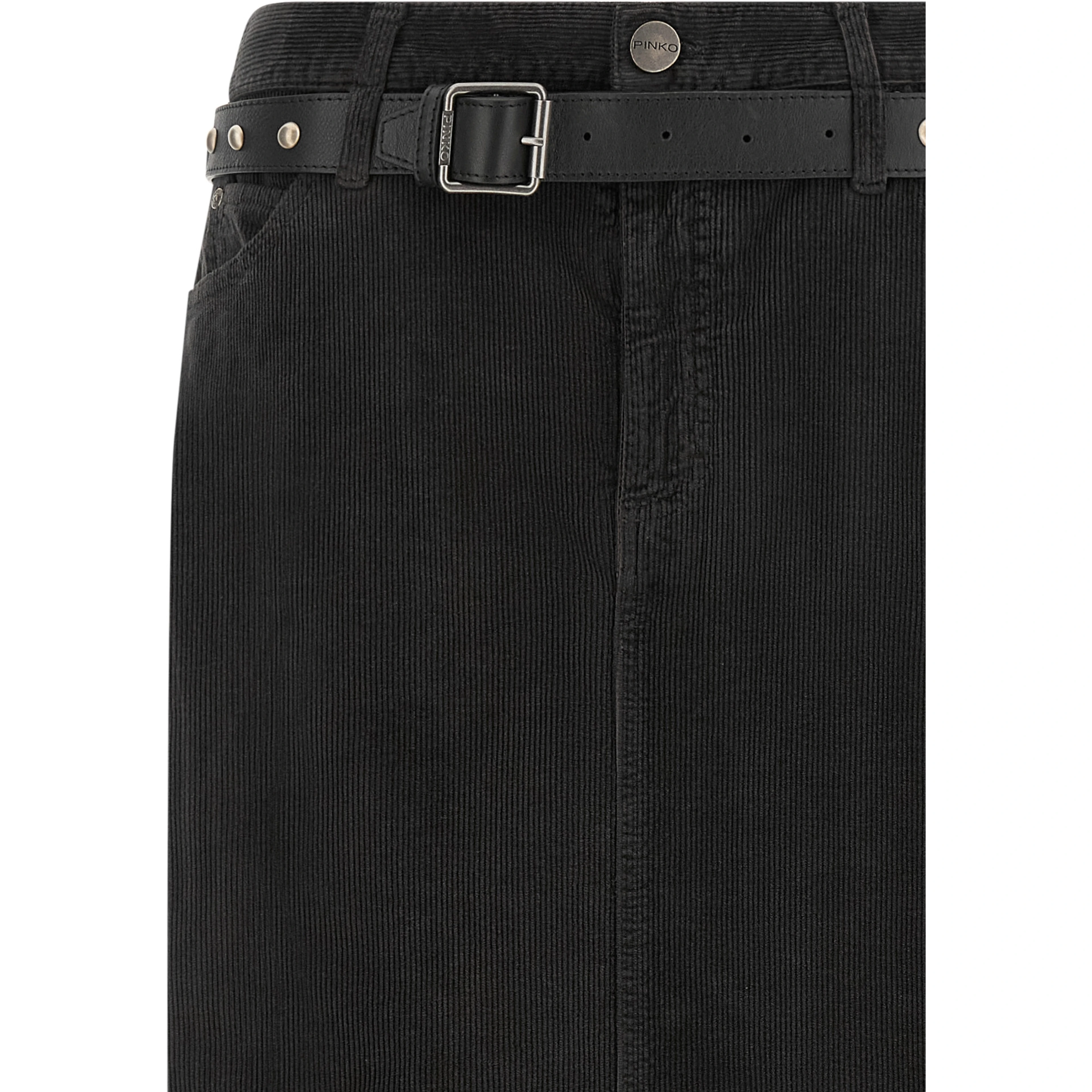 Black Cotton Midi Skirt