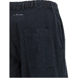 Blue Cotton Casual Pants