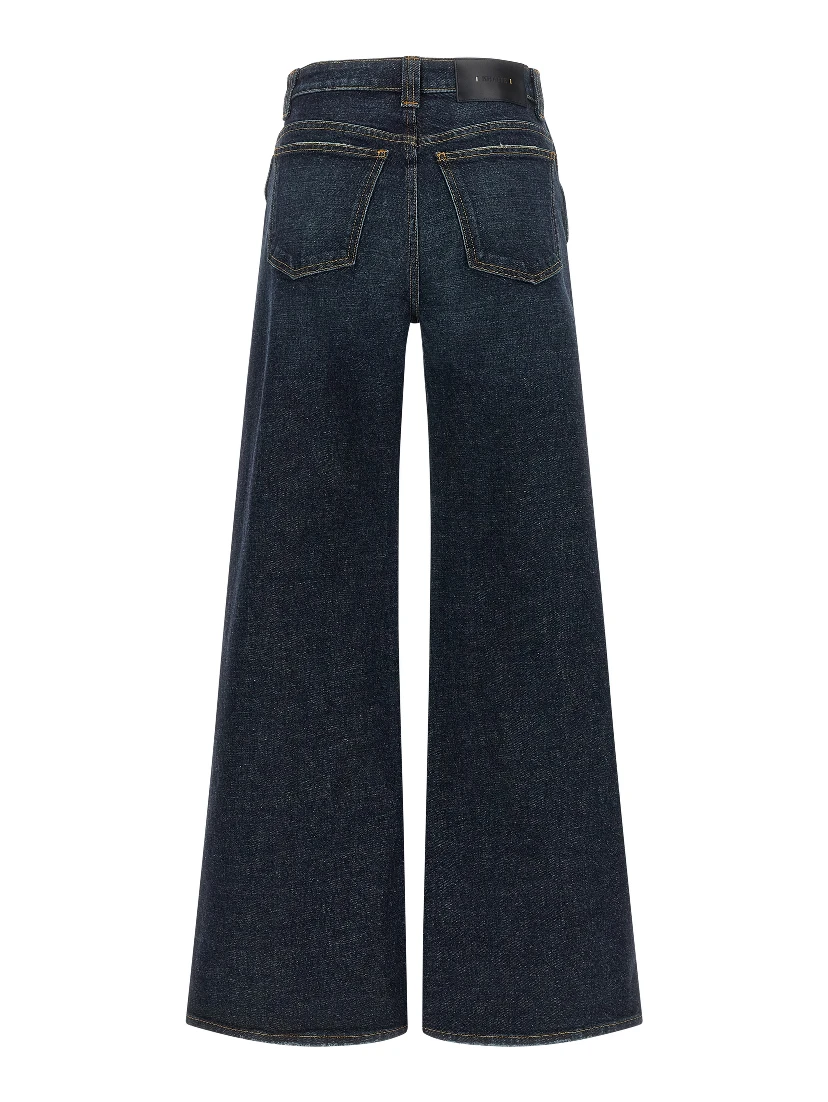Blue Cotton Flared Jeans
