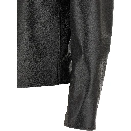 Black Polyester Leather Jacket