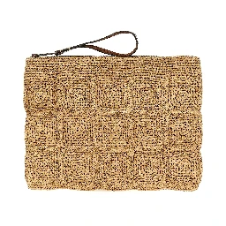 Beige Raffia Clutch Bag