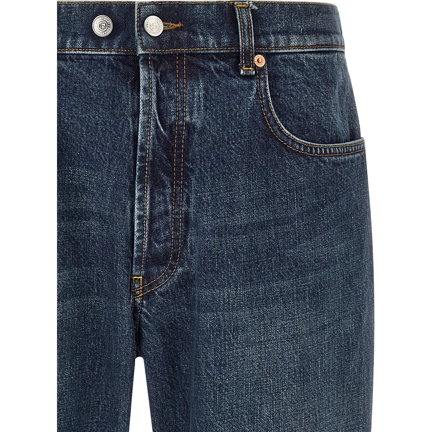 Blue Cotton Tapered Jeans