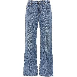 Blue Cotton High-Waisted Jean