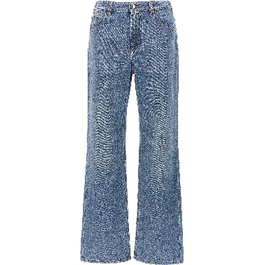 Blue Cotton High-Waisted Jean