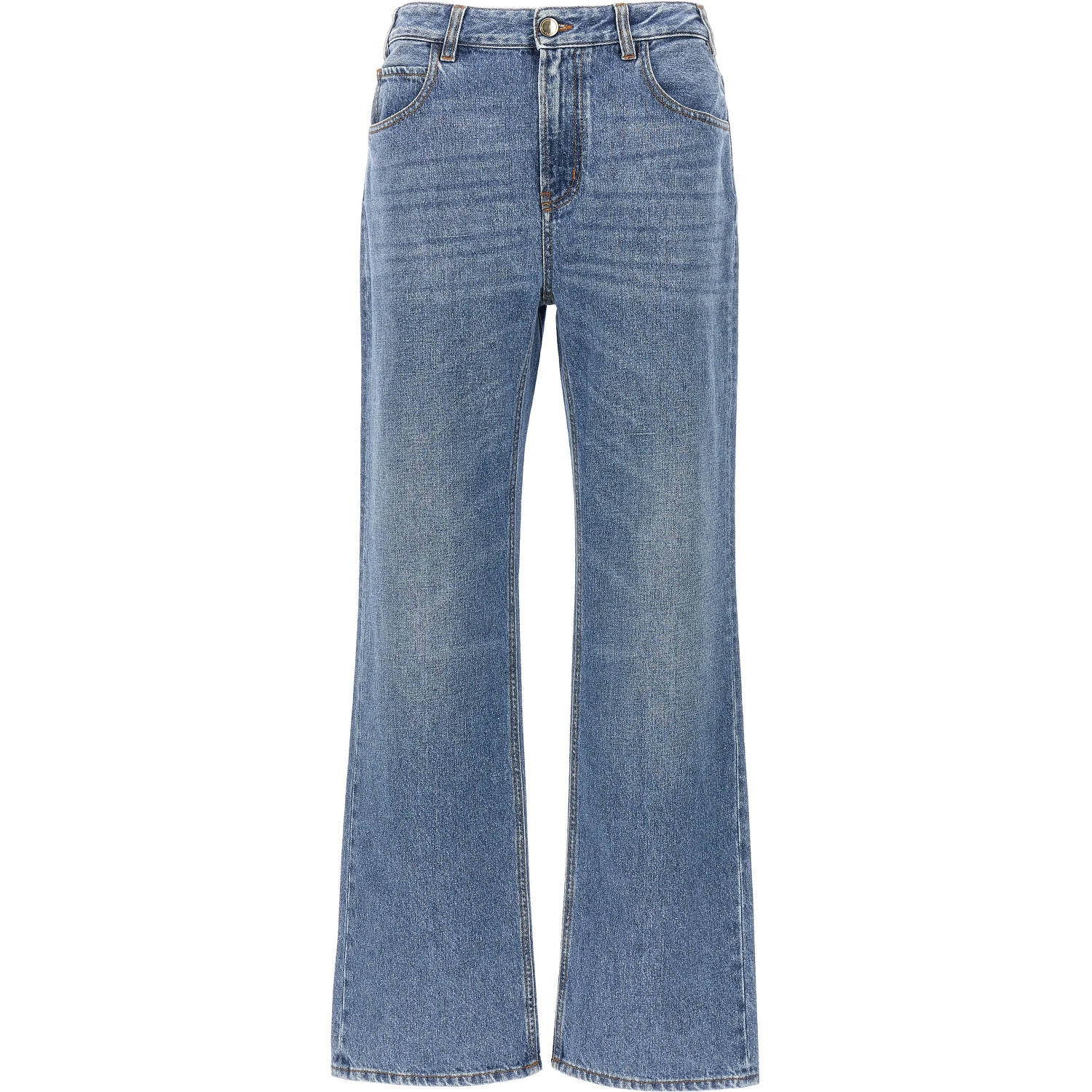 Blue Cotton High-Waisted Jean