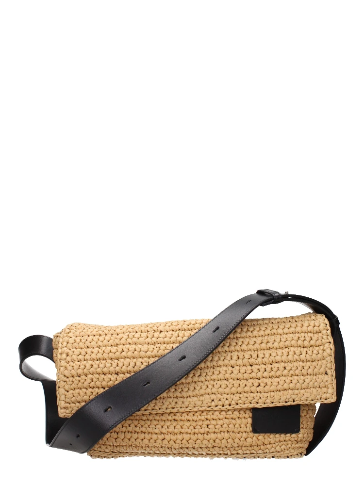 Beige Raffia Crossbody Bag