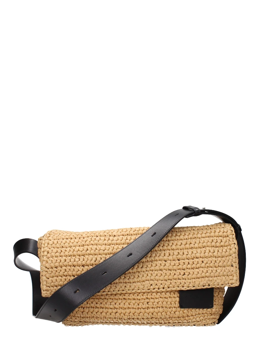 Beige Raffia Crossbody Bag