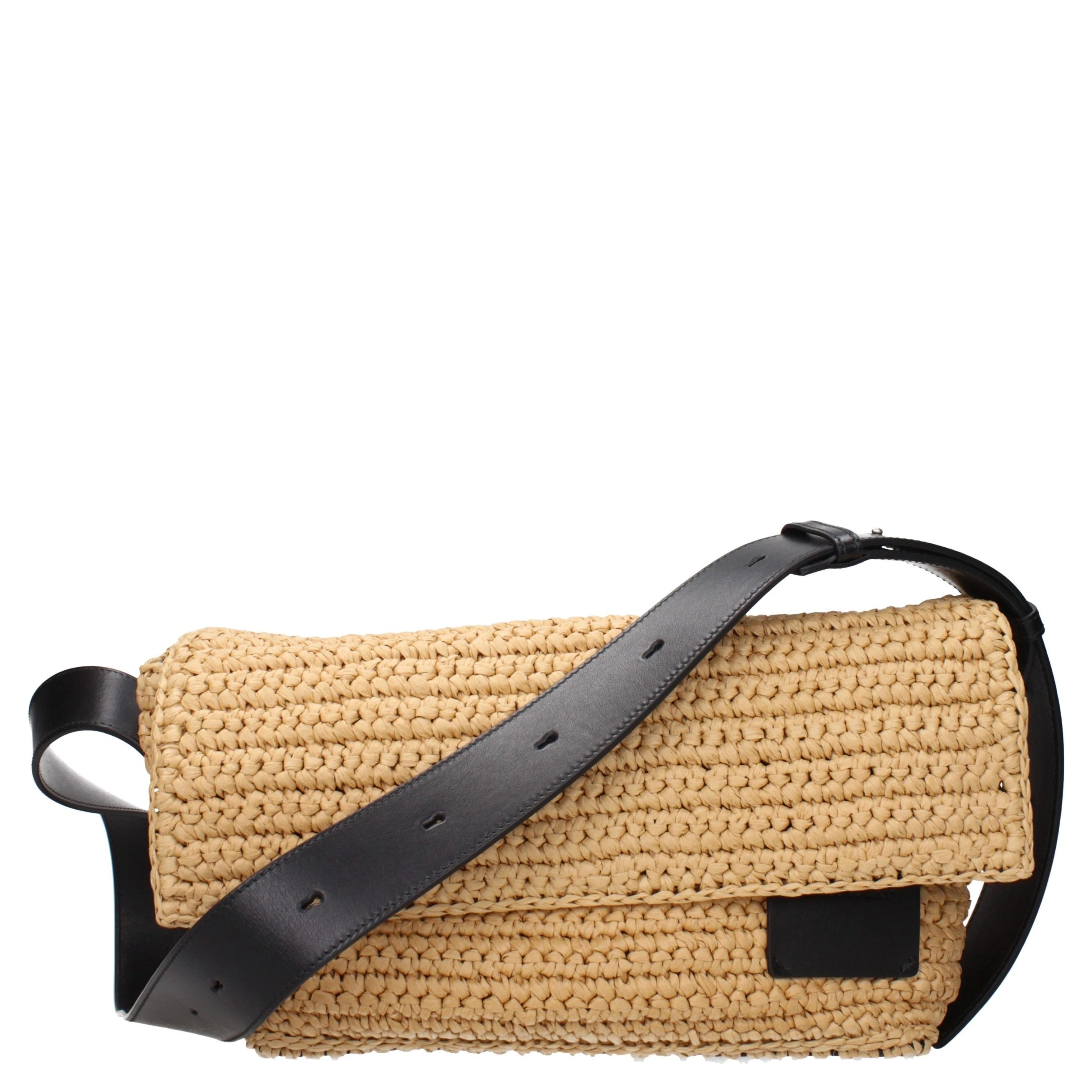Beige Raffia Crossbody Bag