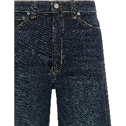 Blue Cotton Flared Jeans