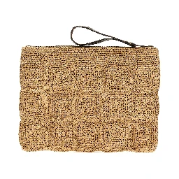 Beige Raffia Clutch Bag