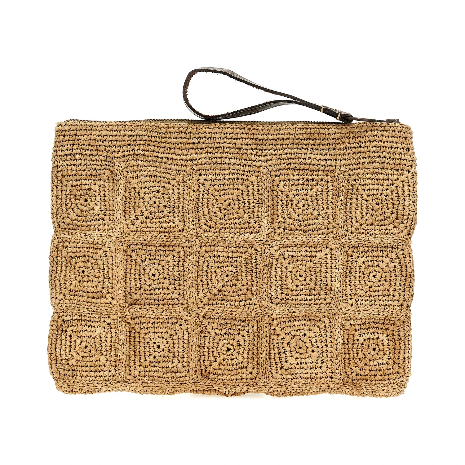 Beige Raffia Clutch Bag