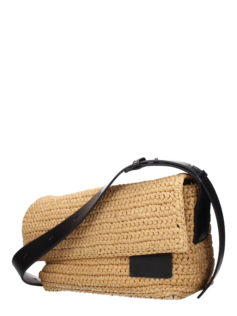 Beige Raffia Crossbody Bag
