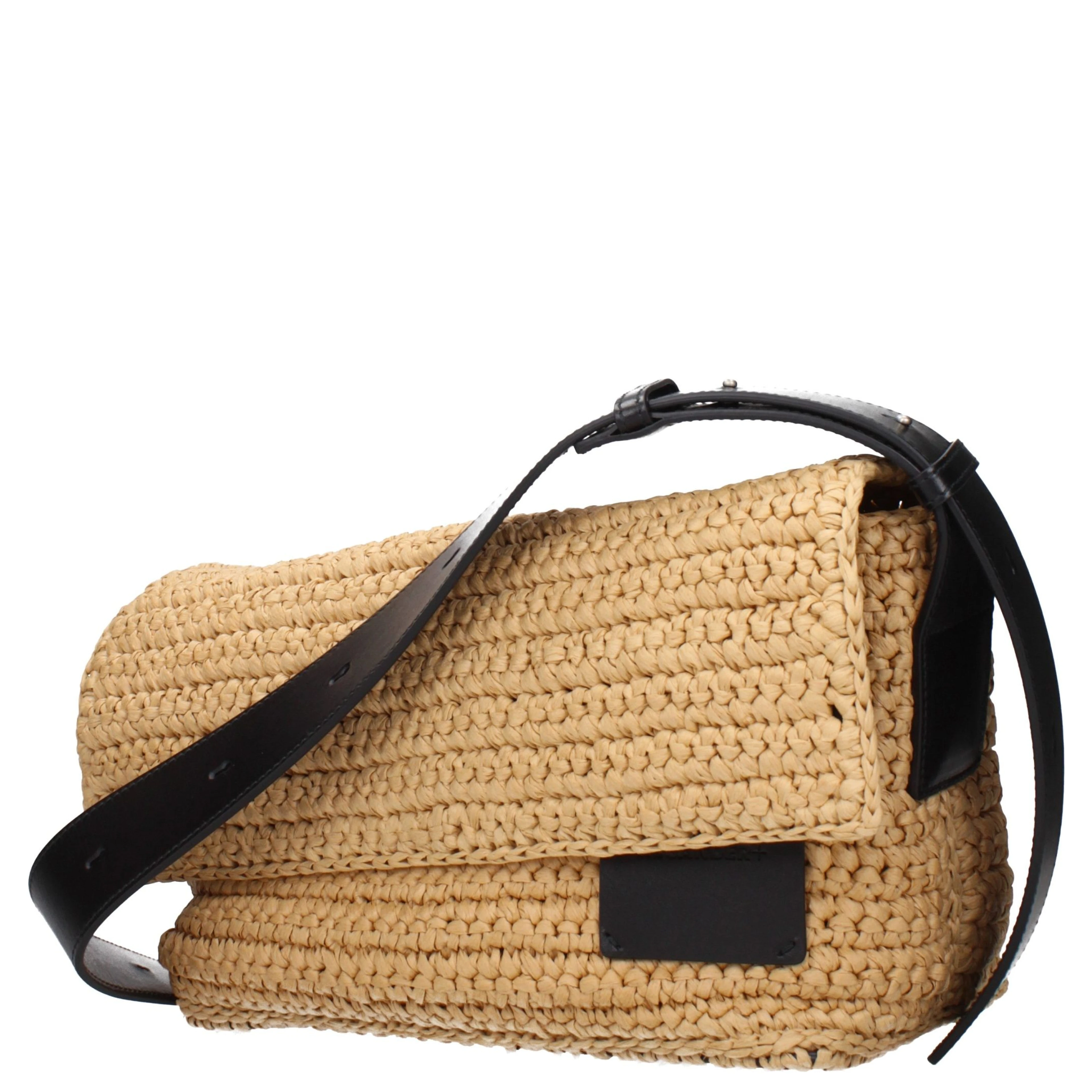 Beige Raffia Crossbody Bag