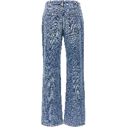 Blue Cotton High-Waisted Jean