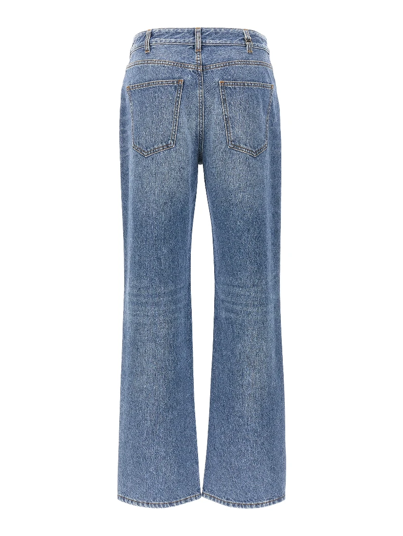 Blue Cotton High-Waisted Jean
