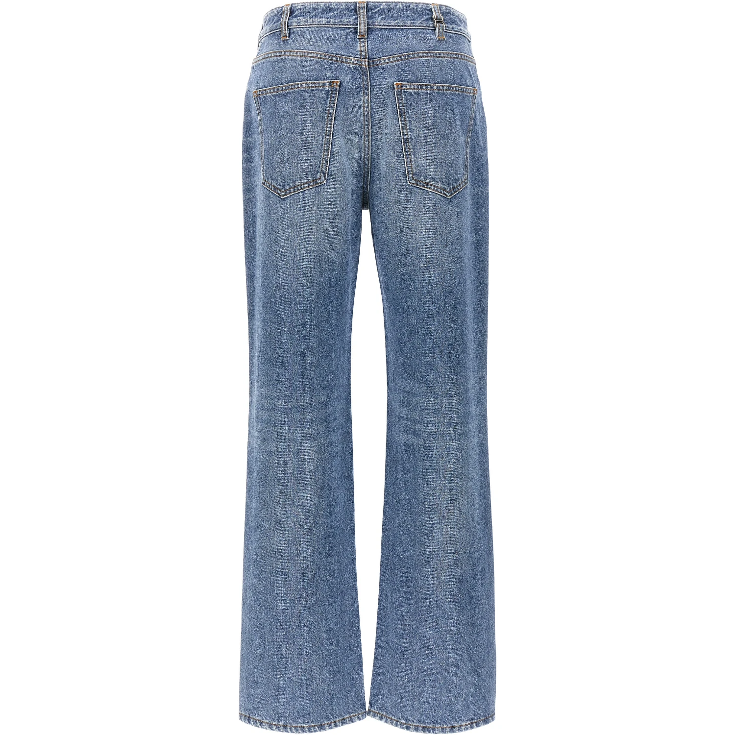 Blue Cotton High-Waisted Jean