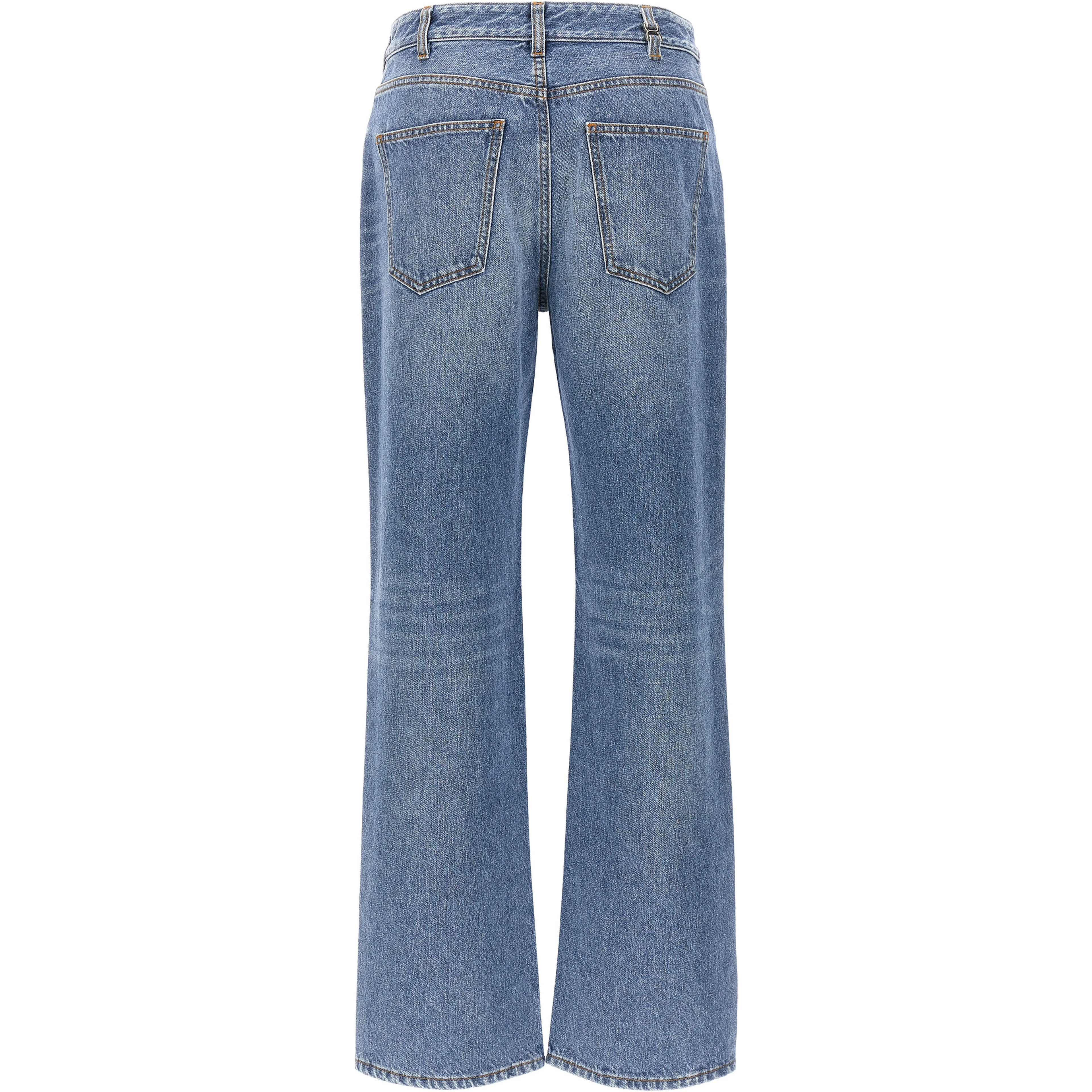 Blue Cotton High-Waisted Jean
