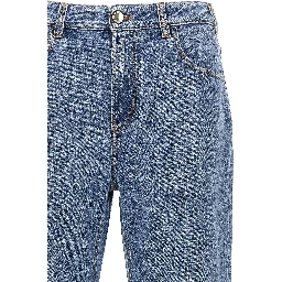 Blue Cotton High-Waisted Jean