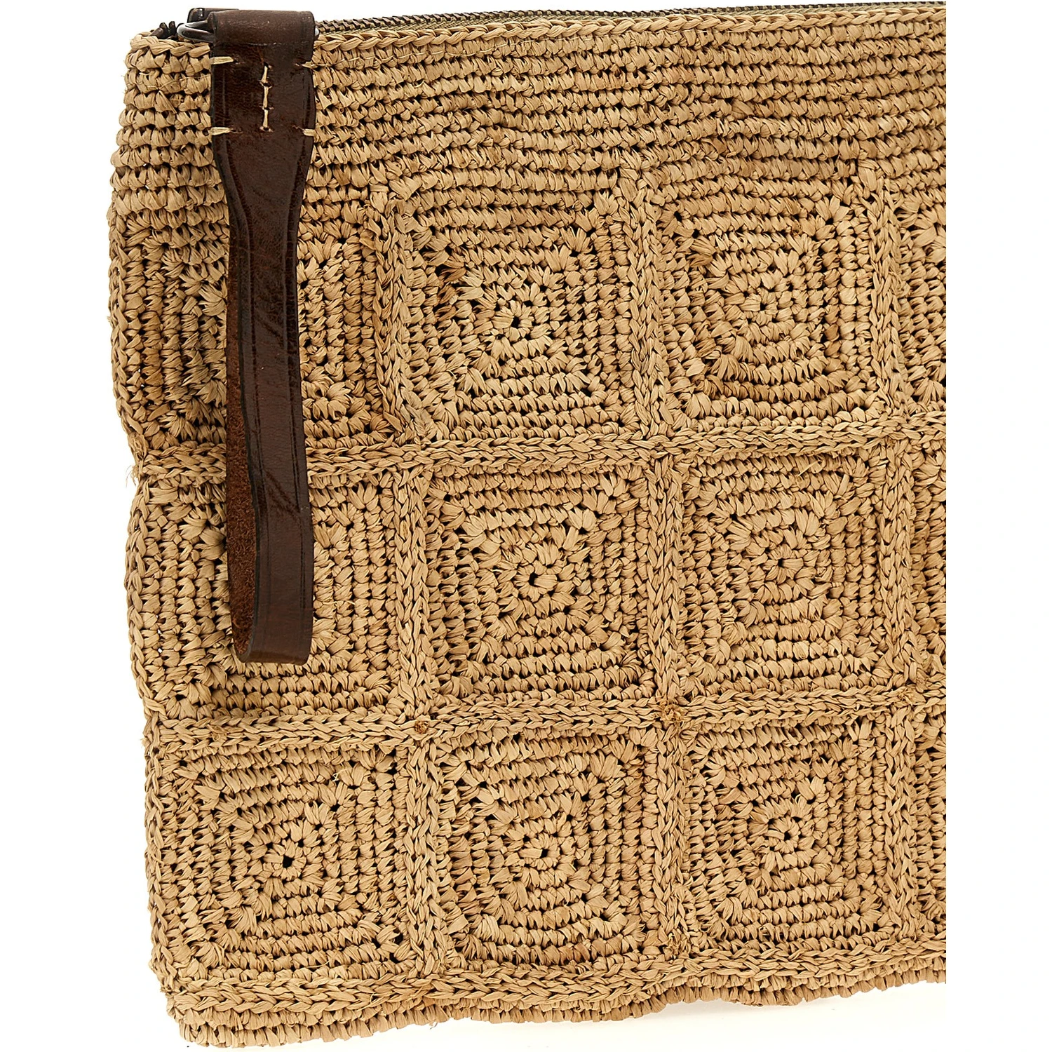 Beige Raffia Clutch Bag