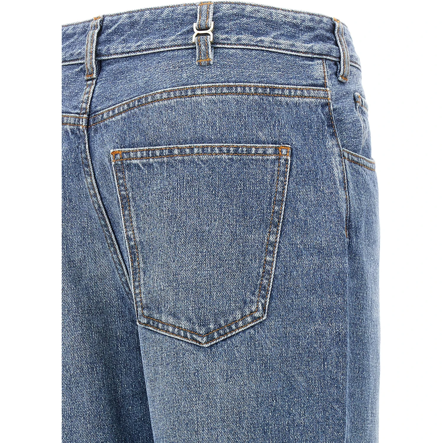 Blue Cotton High-Waisted Jean