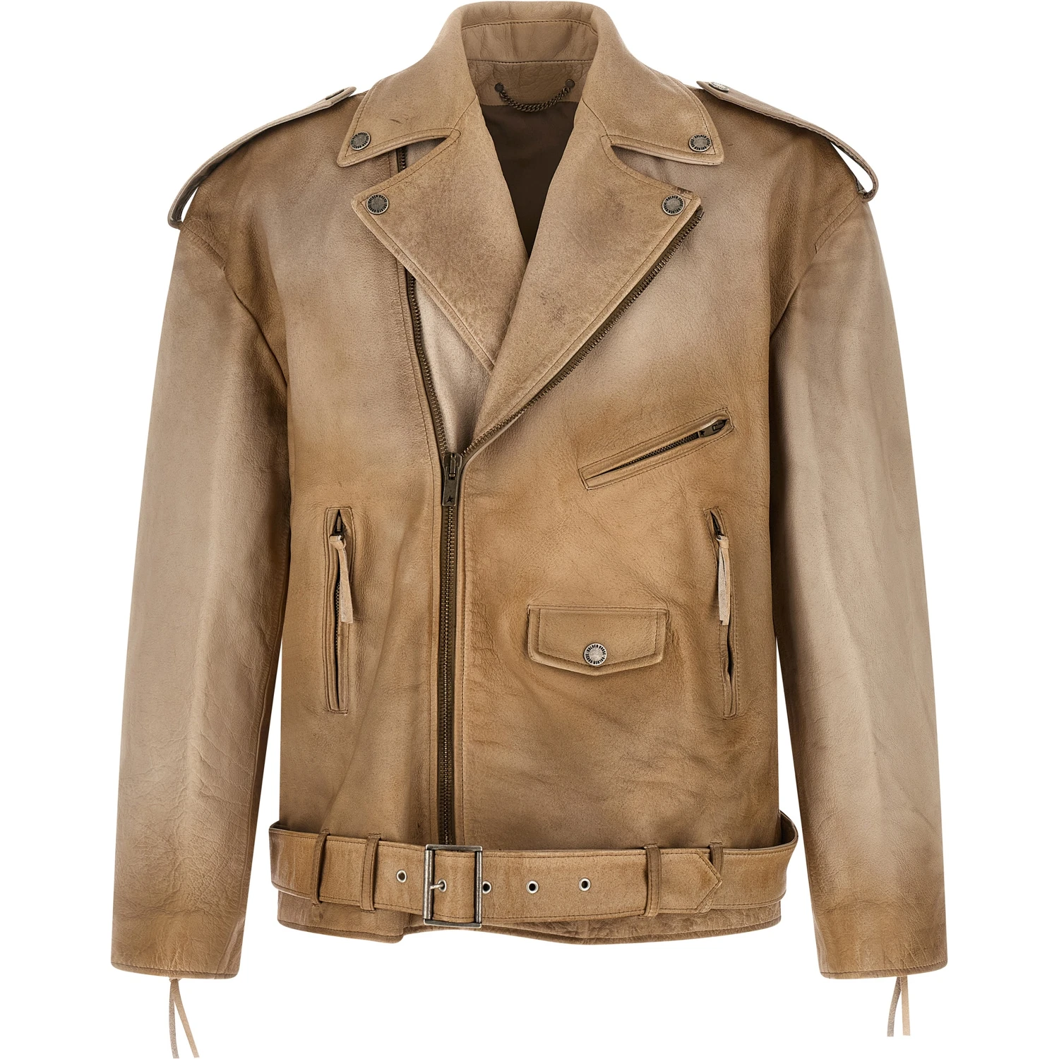 Beige Buffalo Leather Leather Jacket