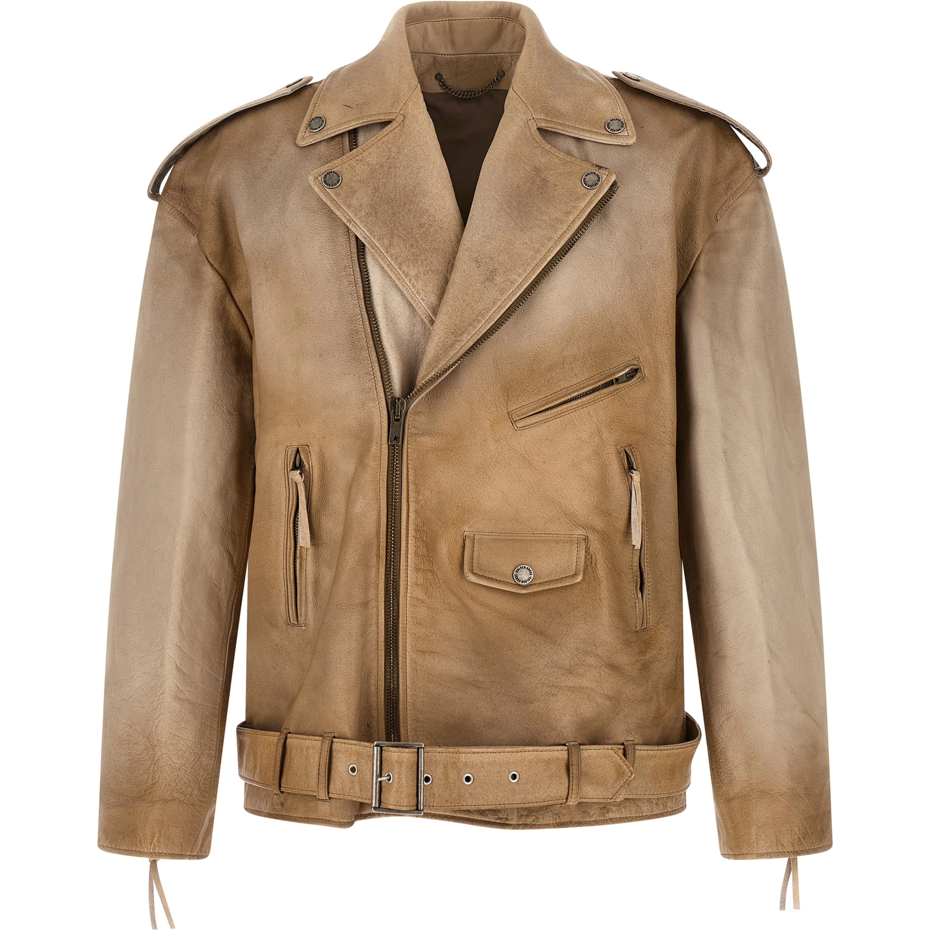 Beige Buffalo Leather Leather Jacket