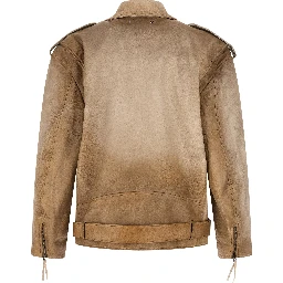 Beige Buffalo Leather Leather Jacket