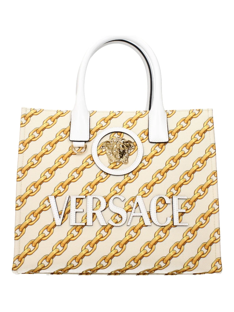 Beige Fabric Handbag