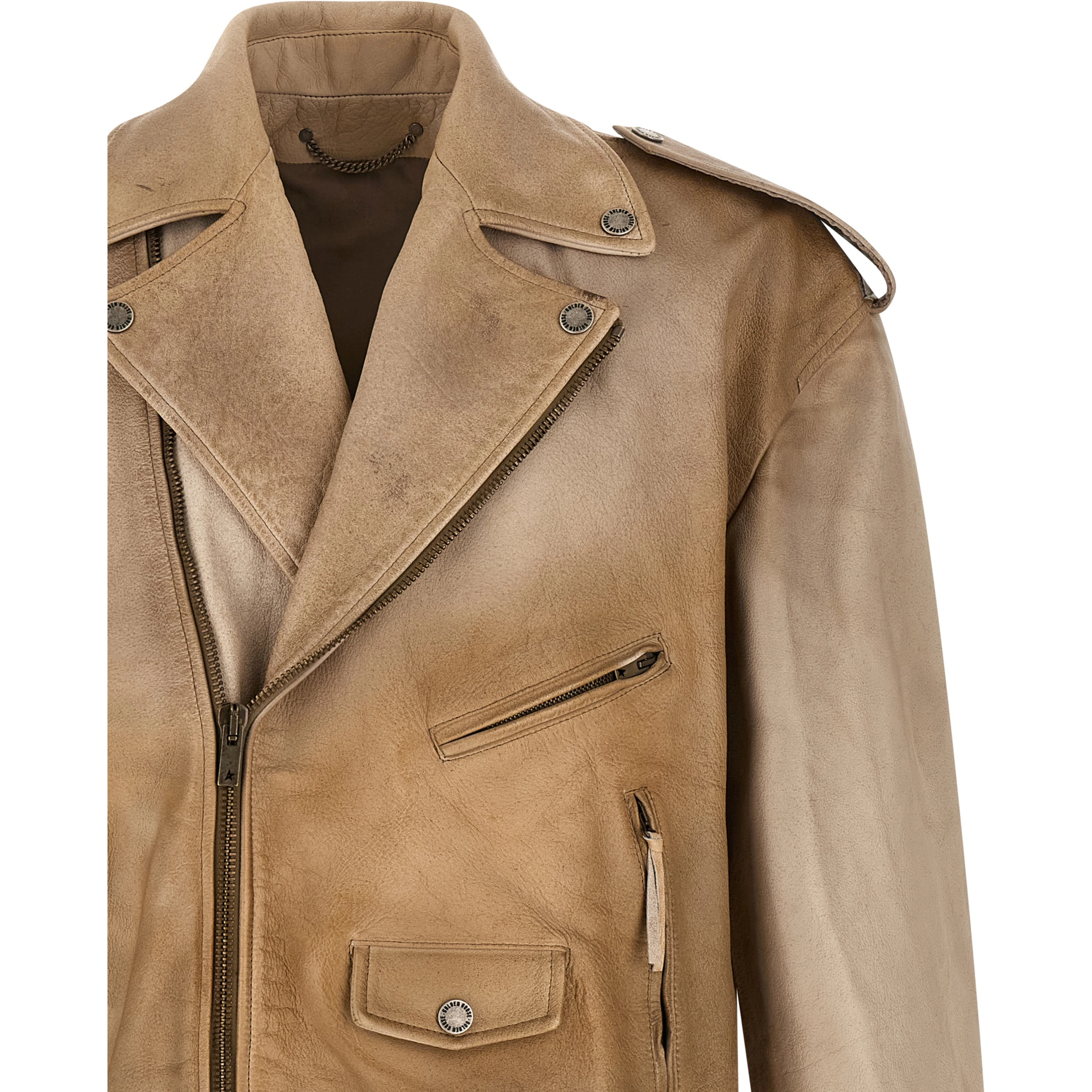Beige Buffalo Leather Leather Jacket
