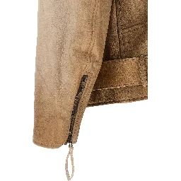 Beige Buffalo Leather Leather Jacket