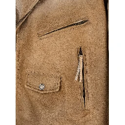 Beige Buffalo Leather Leather Jacket