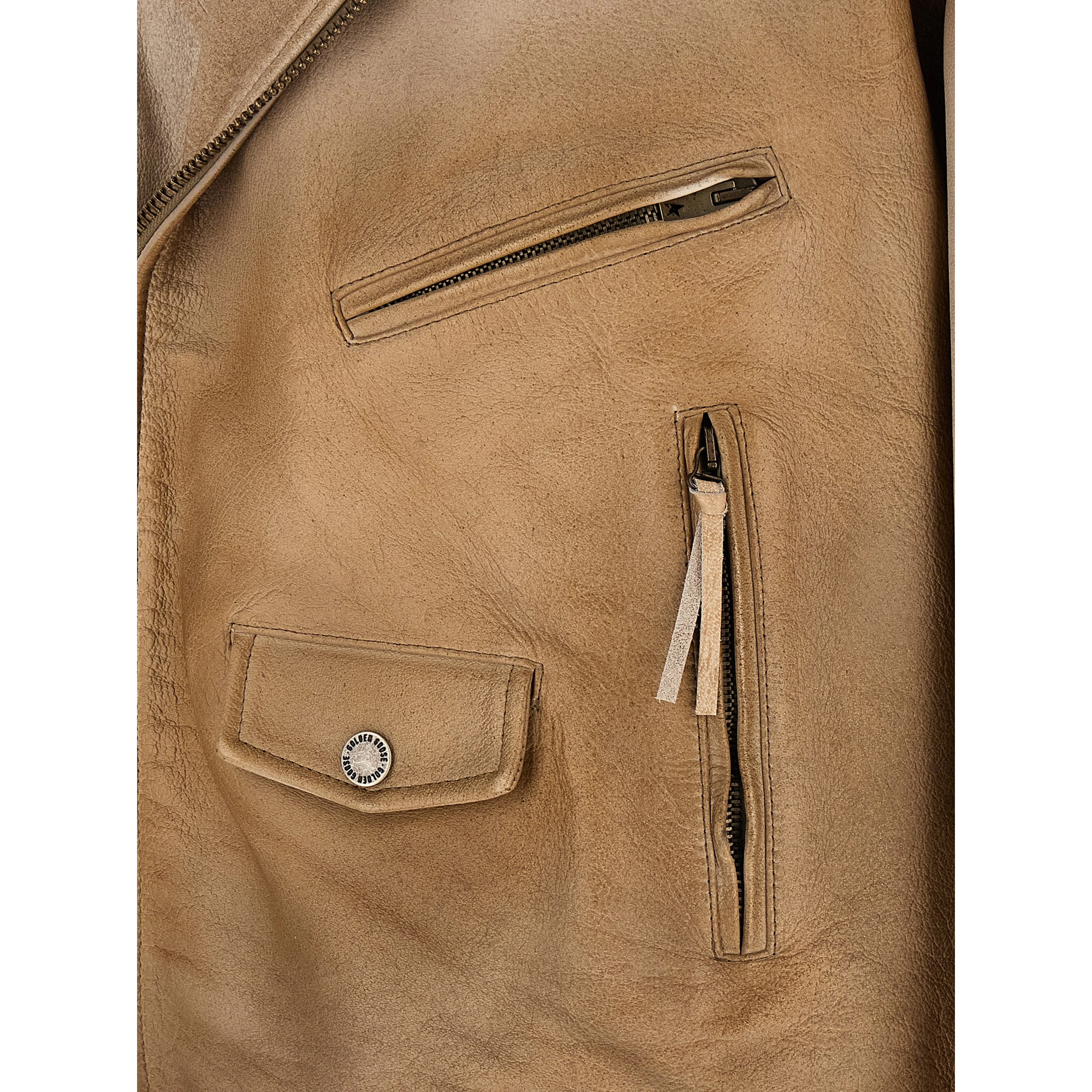 Beige Buffalo Leather Leather Jacket
