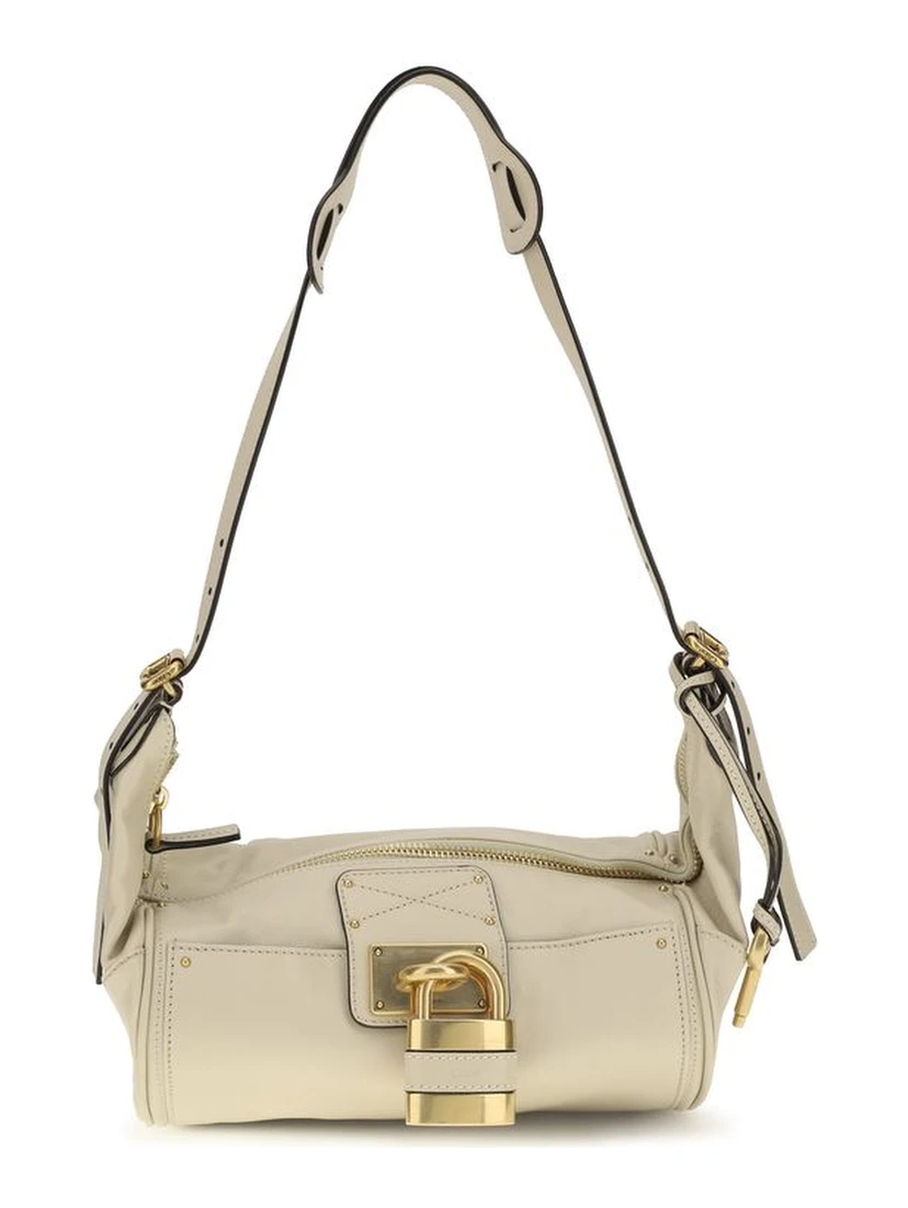 Beige Calf Leather Bos Taurus Shoulder Bag
