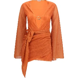 Orange Polyamide Casual Dress