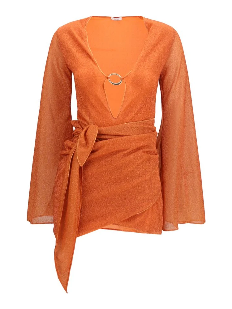 Orange Polyamide Casual Dress