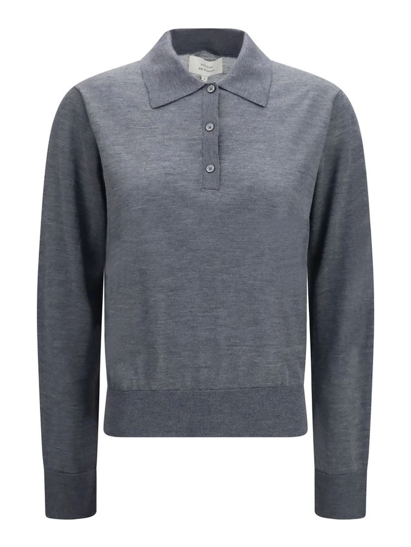 Gray Cashmere Polo Shirt