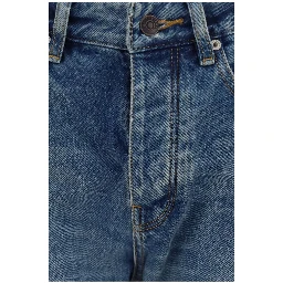 Blue Cotton Straight-Leg Jeans