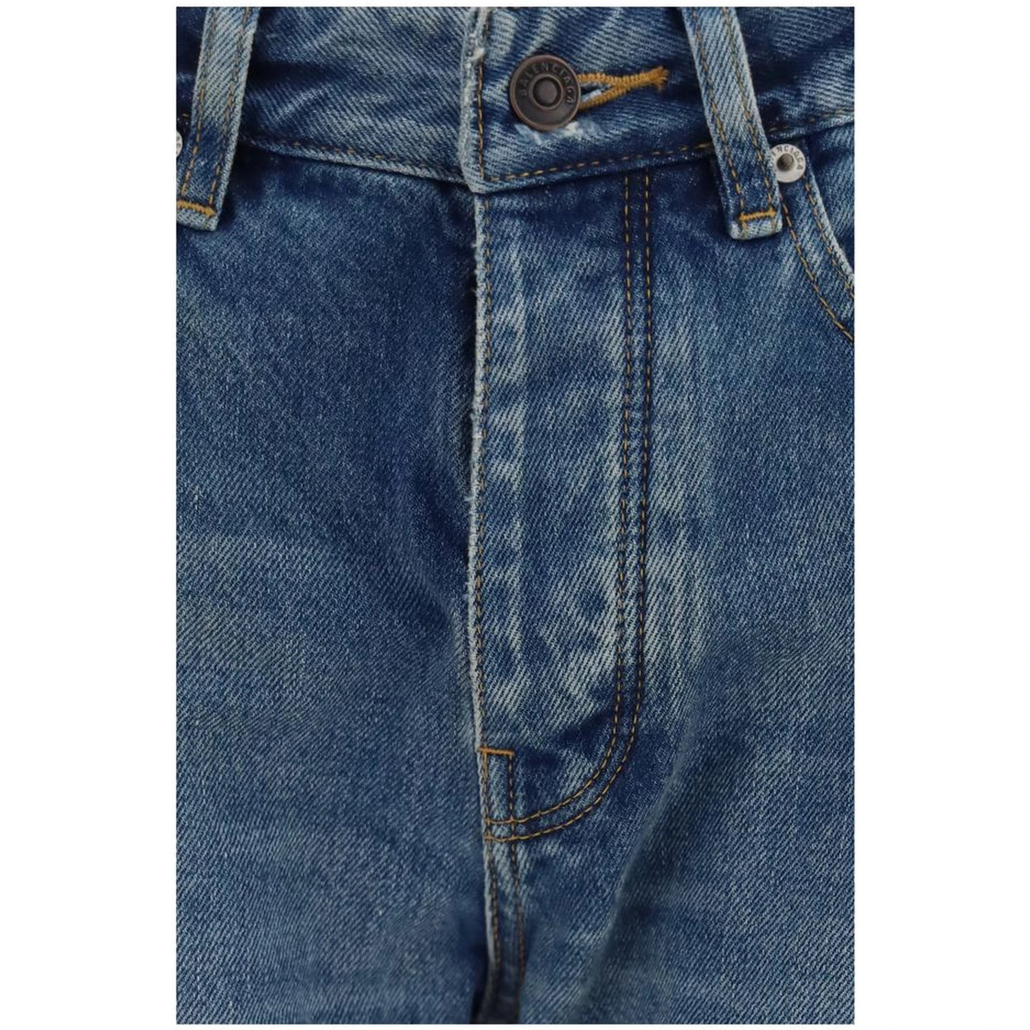 Blue Cotton Straight-Leg Jeans