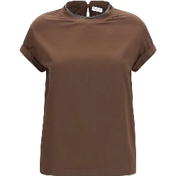Brown Elastane T-Shirt