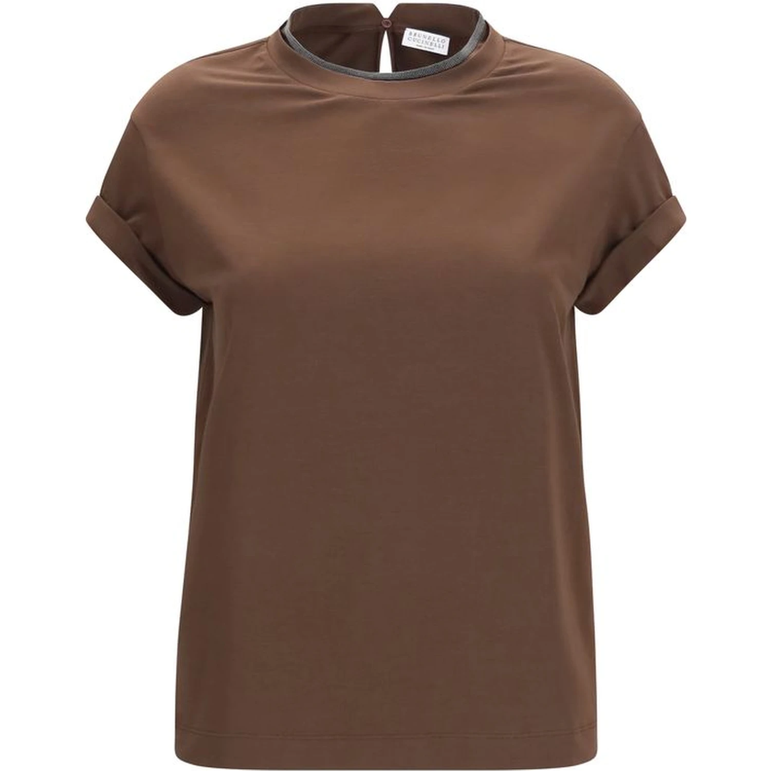 Brown Elastane T-Shirt