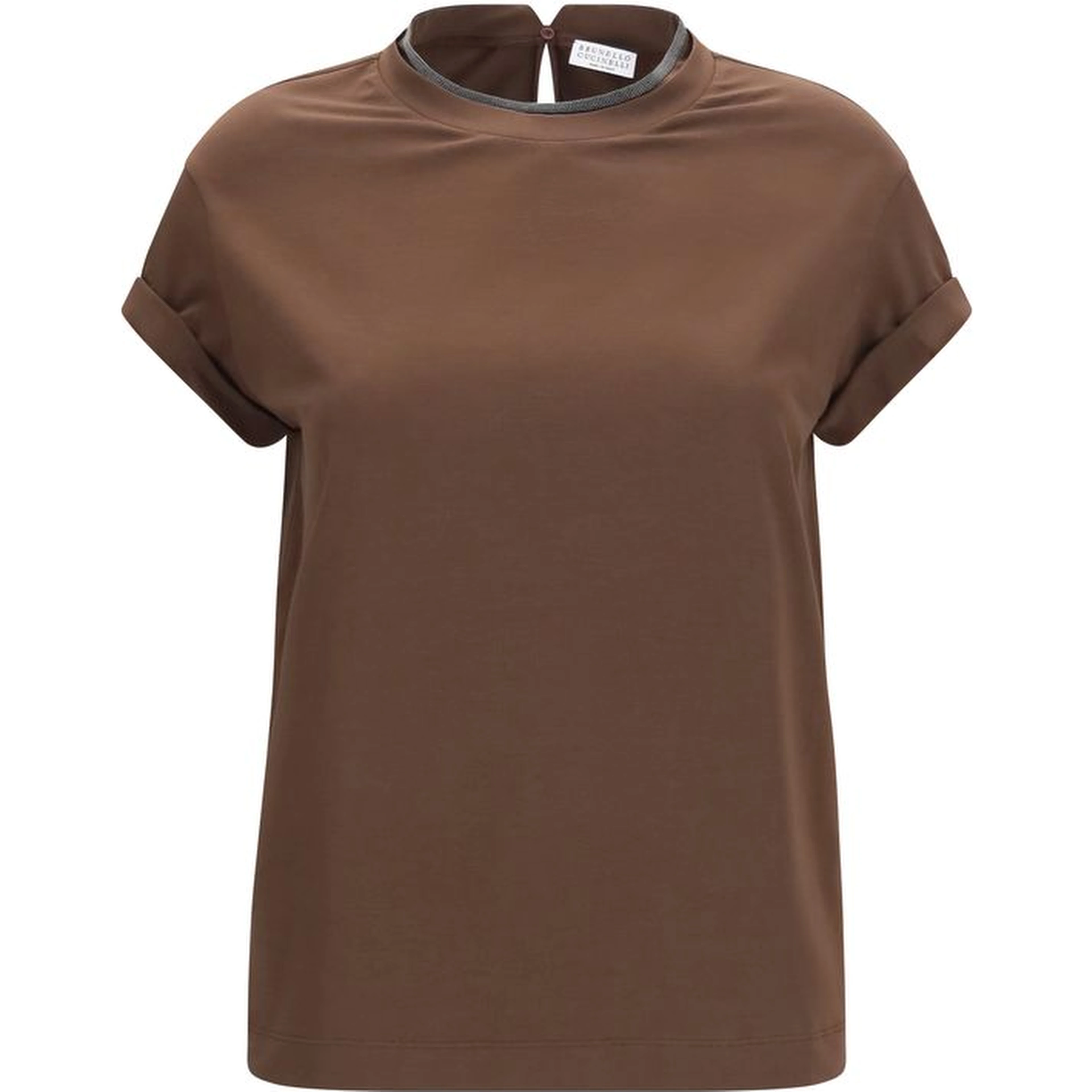 Brown Elastane T-Shirt