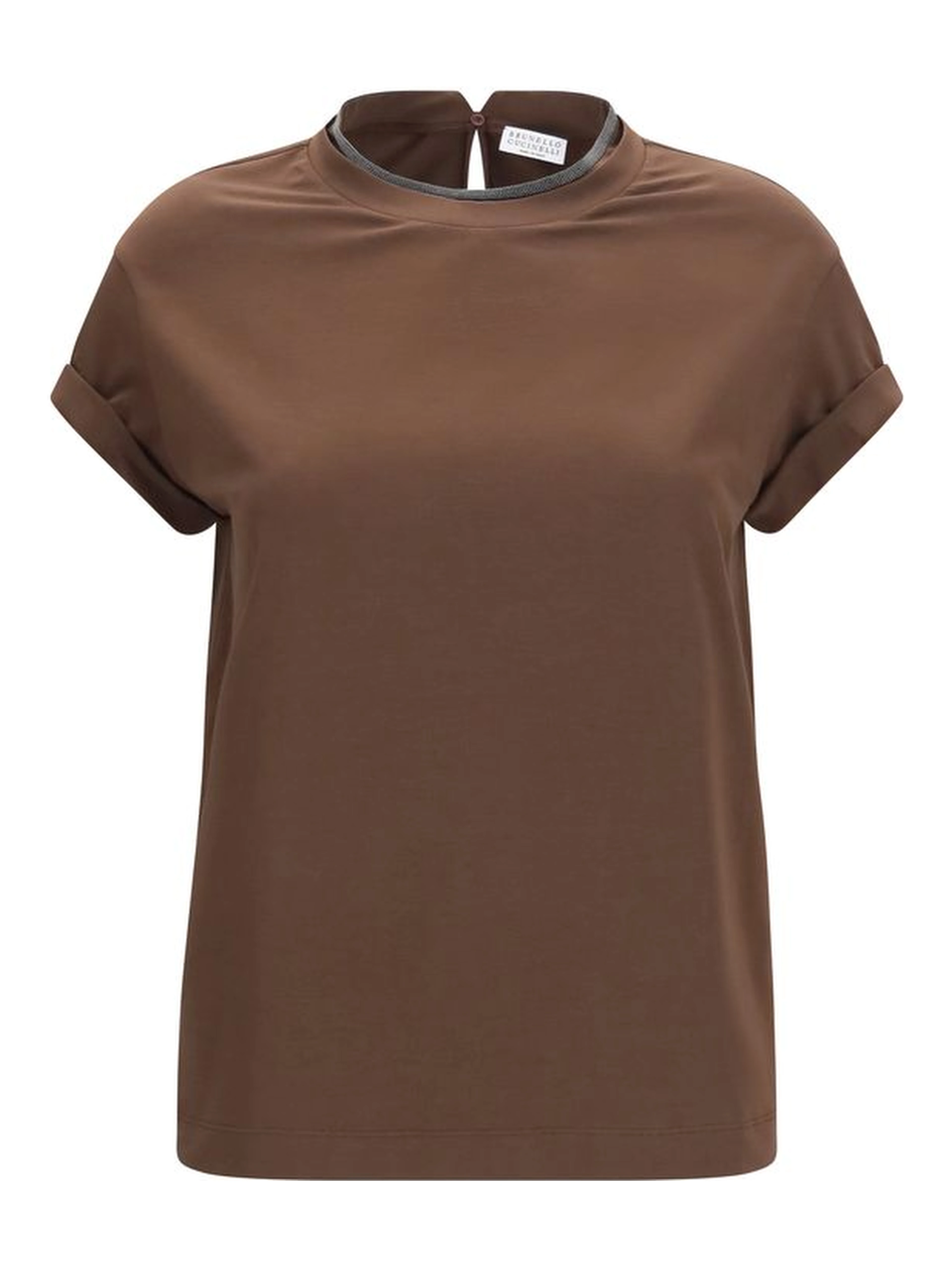 Brown Elastane T-Shirt