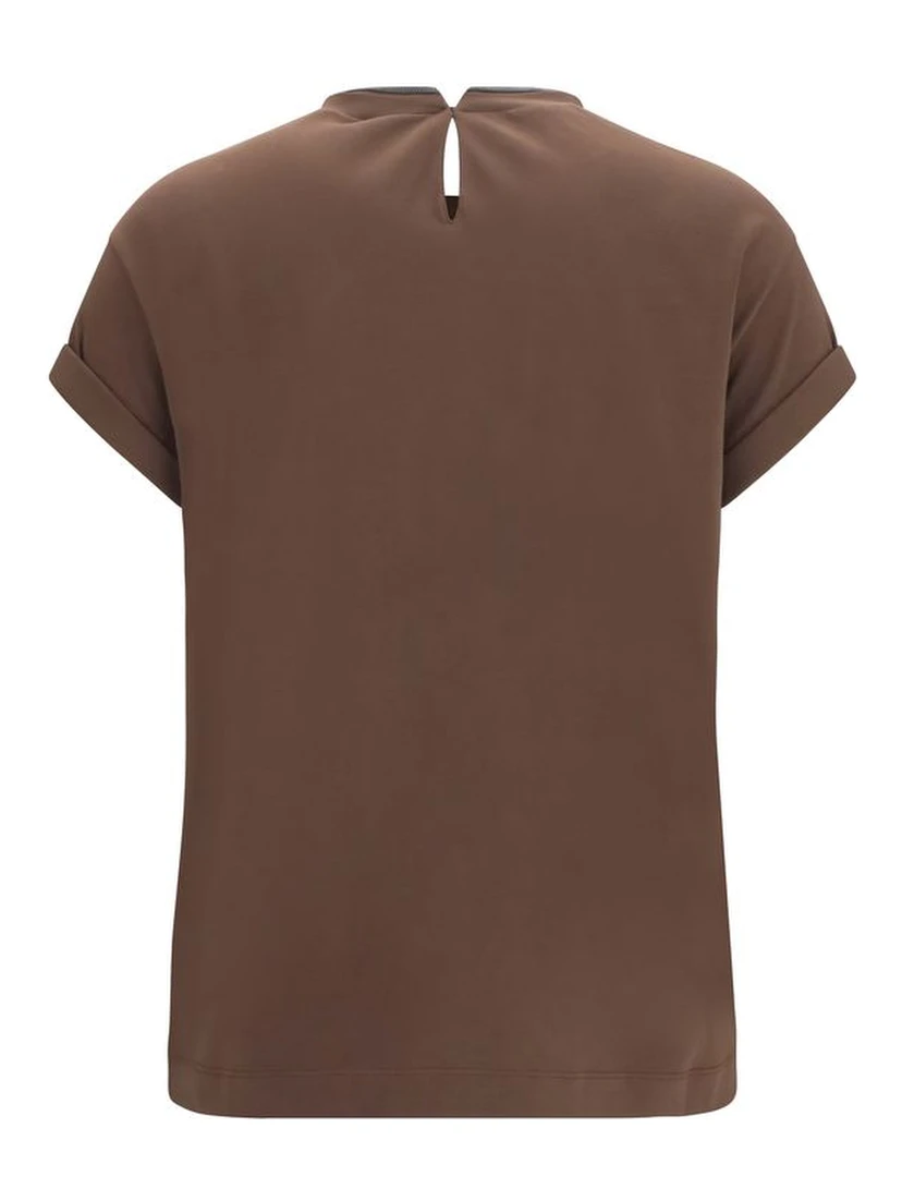 Brown Elastane T-Shirt