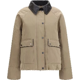 Beige Cotton Leather Jacket