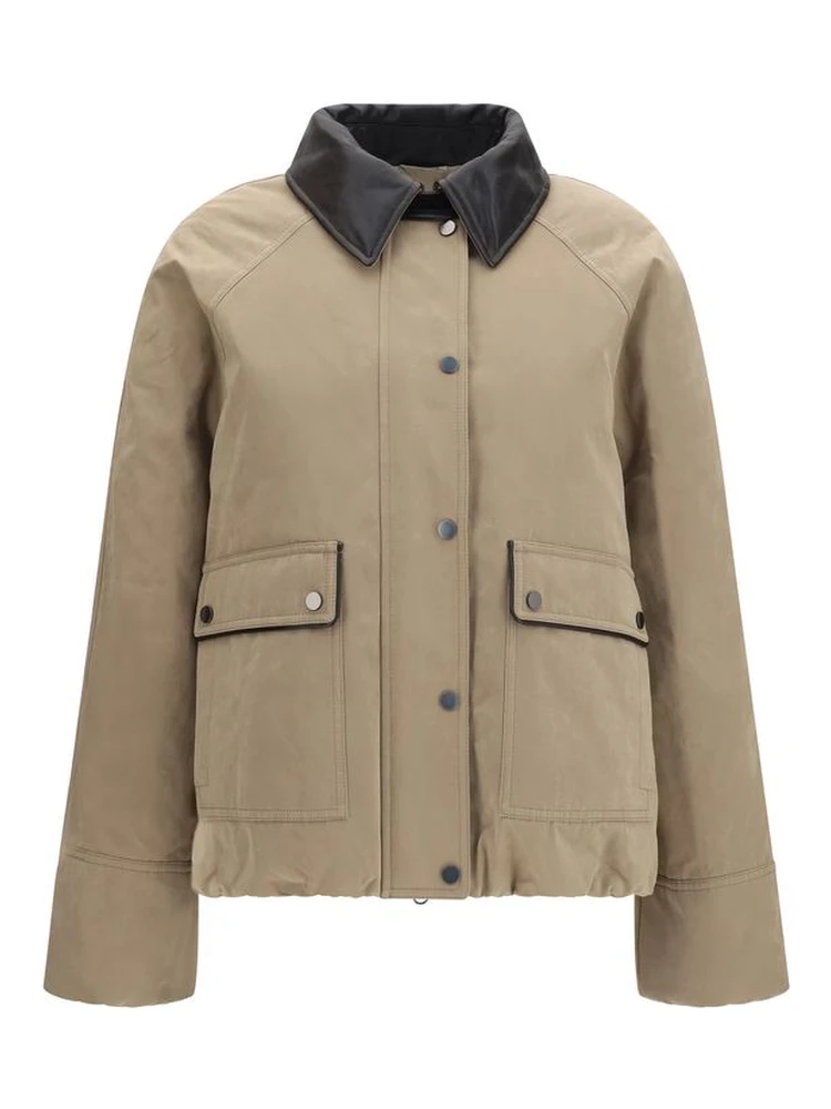 Beige Cotton Leather Jacket