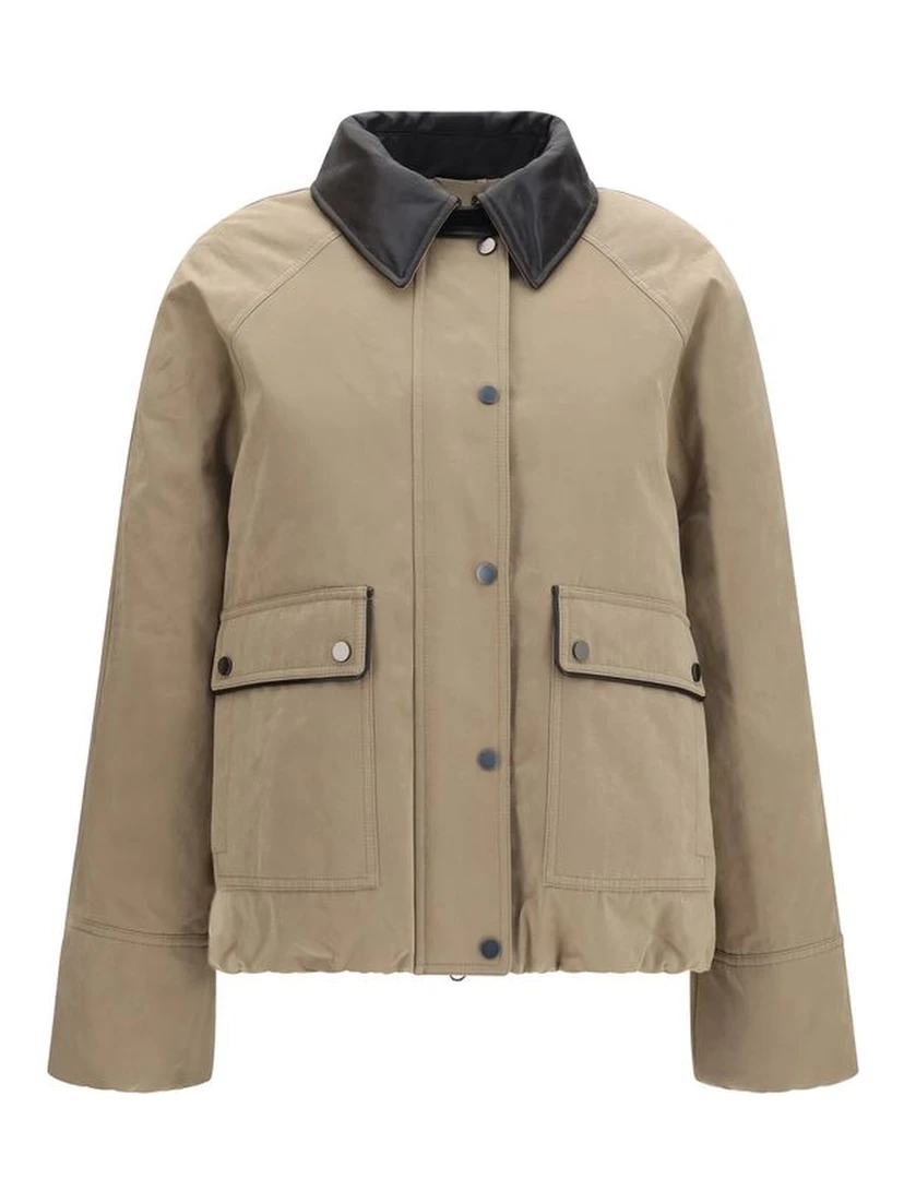Beige Cotton Leather Jacket